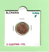Alemania 1 Euro Cent 2.002 F Cobre Acero KM#207 SC
