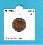 Alemania 5 Euro Cents 2.002 A Cobre Acero  SC