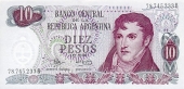Argentina 10 Pesos 1.970-73 KM#289 SC