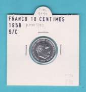 España 10 Céntimos 1.959 Aluminio KM#790 SC