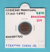 España 1 Céntimo 1.870 Cobre KM#660(Y51) SC