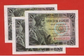 España 1 Peseta 21-Mayo-1.943 Trio Correlativo SC Series K KM#12
