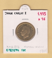 España 1 Peseta 1.975#76 Aluminio-Bronce KM#806 SC