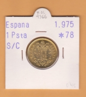 España 1 Peseta 1.975#78 Aluminio-Bronce KM#806 SC