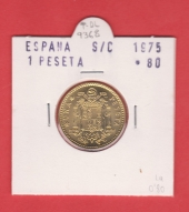 España 1 Peseta 1.975#80 Aluminio-Bronce KM#806 SC