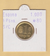 España 1 Peseta 1.980#80 Aluminio-Bronce KM#816 SC