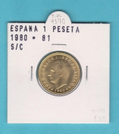 España 1 Peseta 1.980#81 Aluminio-Bronce KM#816 SC