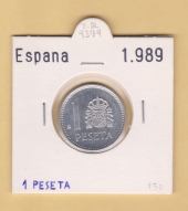 España 1 Peseta 1.989 Aluminio KM#821 SC