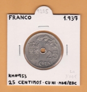 España 25 Céntimos 1.937 Cu Ni KM#753 MBC/EBC