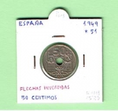 España 50 Céntimos 1.949#51 Cu Ni KM#776 EBC