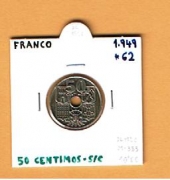 España 50 Céntimos 1.949#62 Cu Ni KM#777 SC