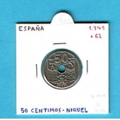 España 50 Céntimos 1.949#62 Cu Ni KM#777 SC