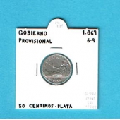 España 50 Céntimos 1.869 Plata KM#651(Y56) EBC