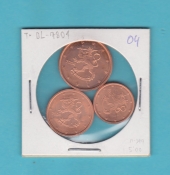 Finlandia 0,01+0,02+0,05 €uros 2.004 SC