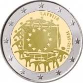 Letonia 2€ 2.015 Bimetálica "Bandera de la UE" SC