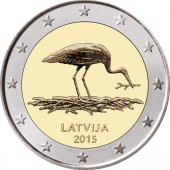 Letonia 2€ 2.015  "STORK-Cigüeña Negra" SC